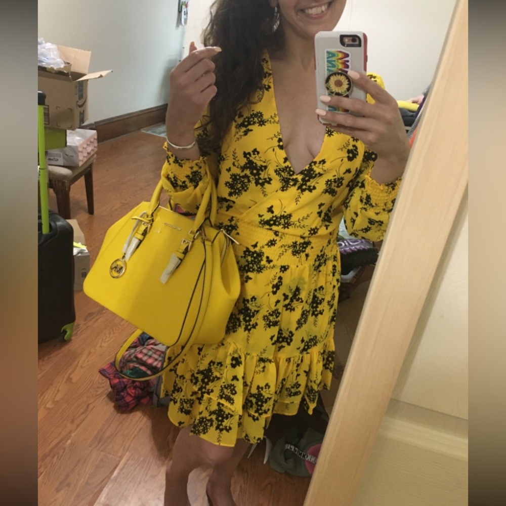 Yellow Floral Michael Kors Midi Dress - Picture 6 of 7